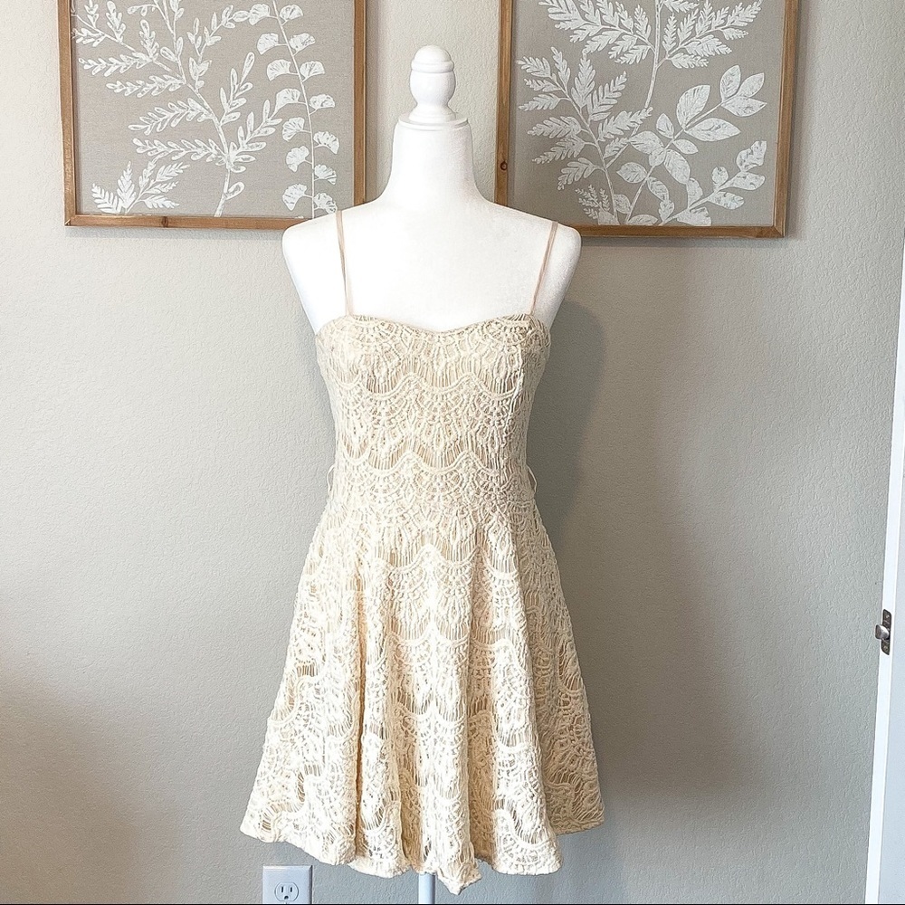 Ya Los Angeles Ivory Lace Skater Dress